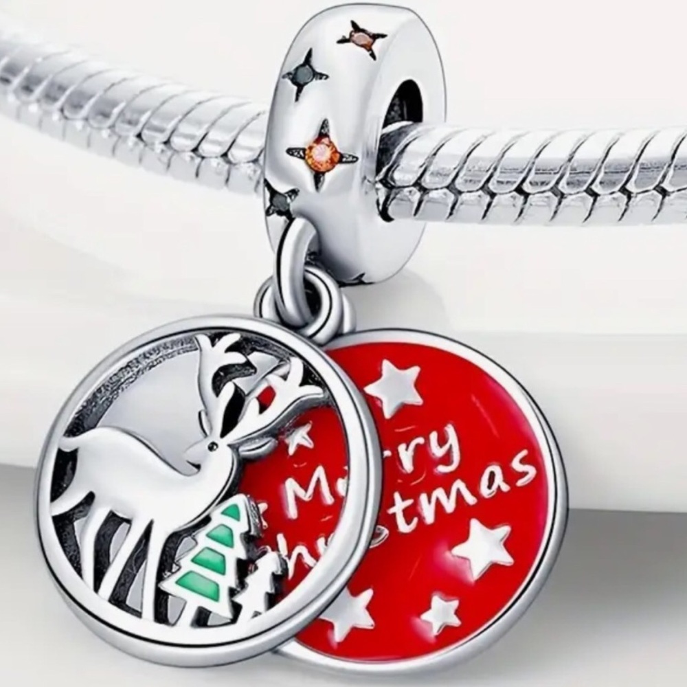 S925 Merry Christmas Reindeer Charm Pandora Style